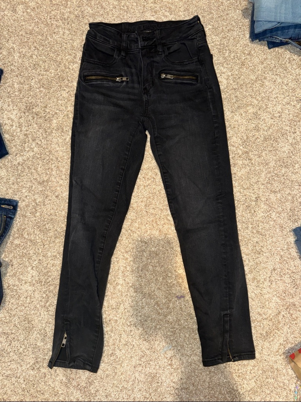 Black Skinny Jeans with Zip Details - Women